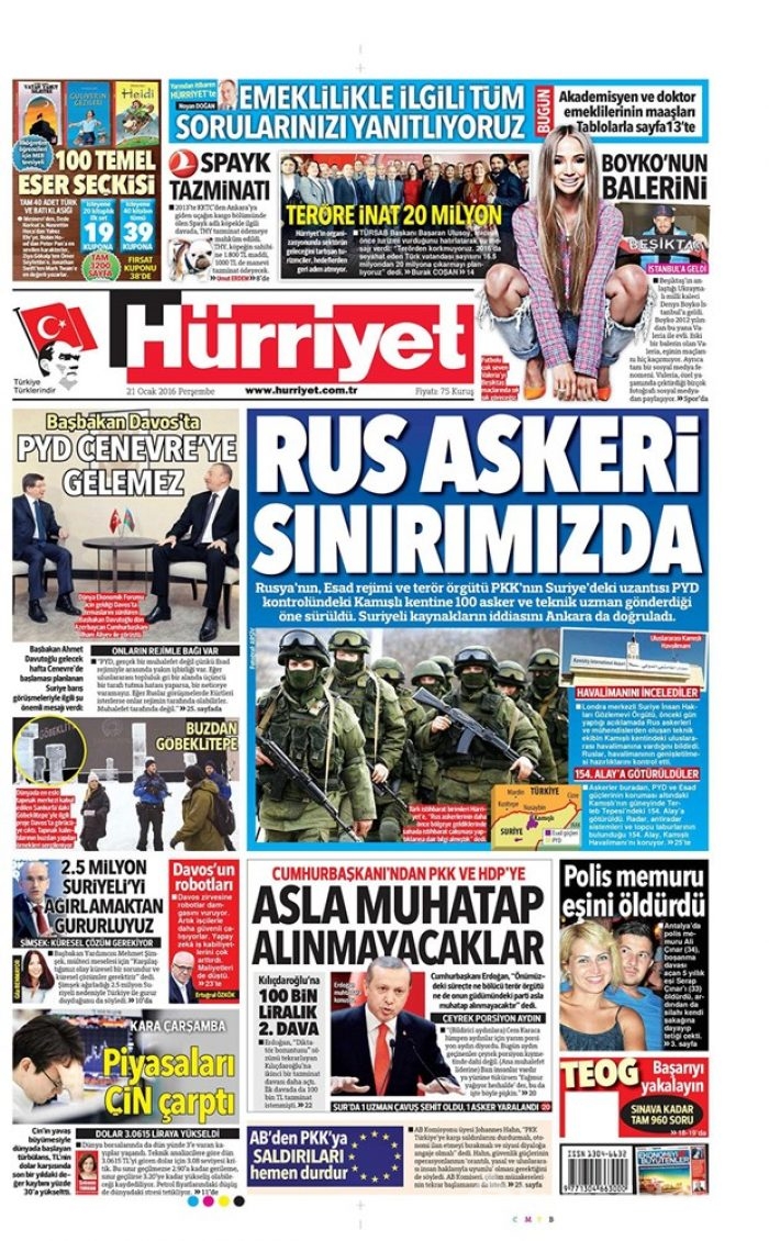 Günün gazete manşetleri - 21 Ocak 2016