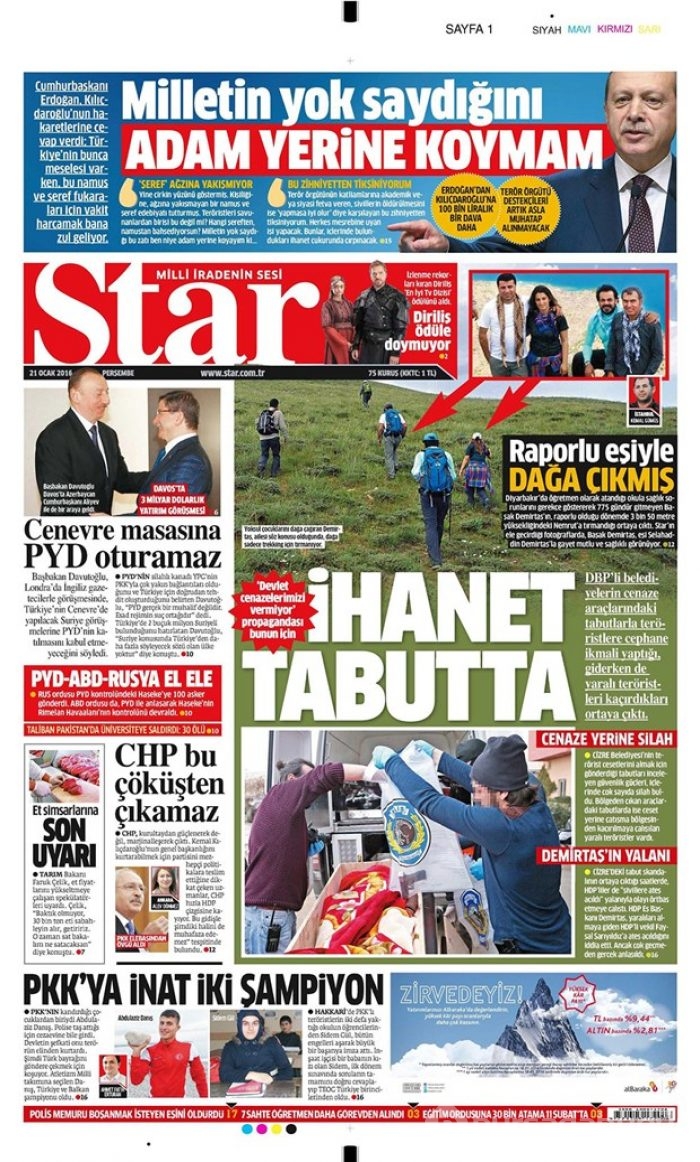 Günün gazete manşetleri - 21 Ocak 2016