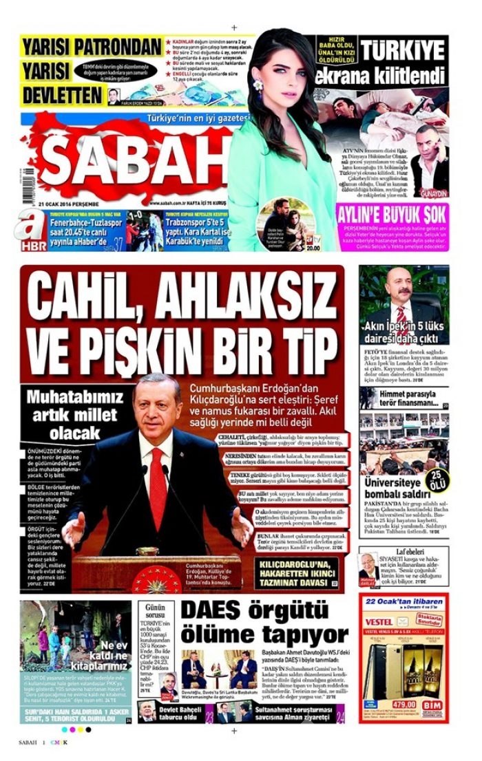 Günün gazete manşetleri - 21 Ocak 2016