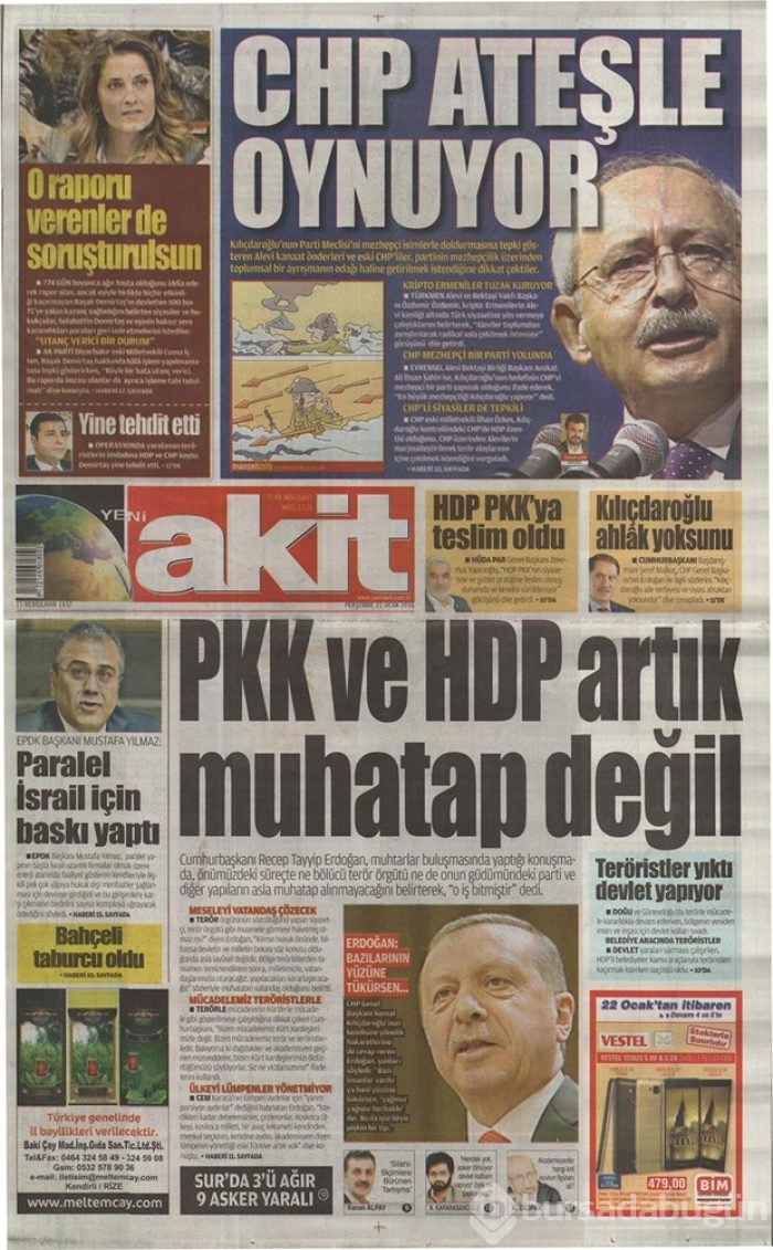 Günün gazete manşetleri - 21 Ocak 2016