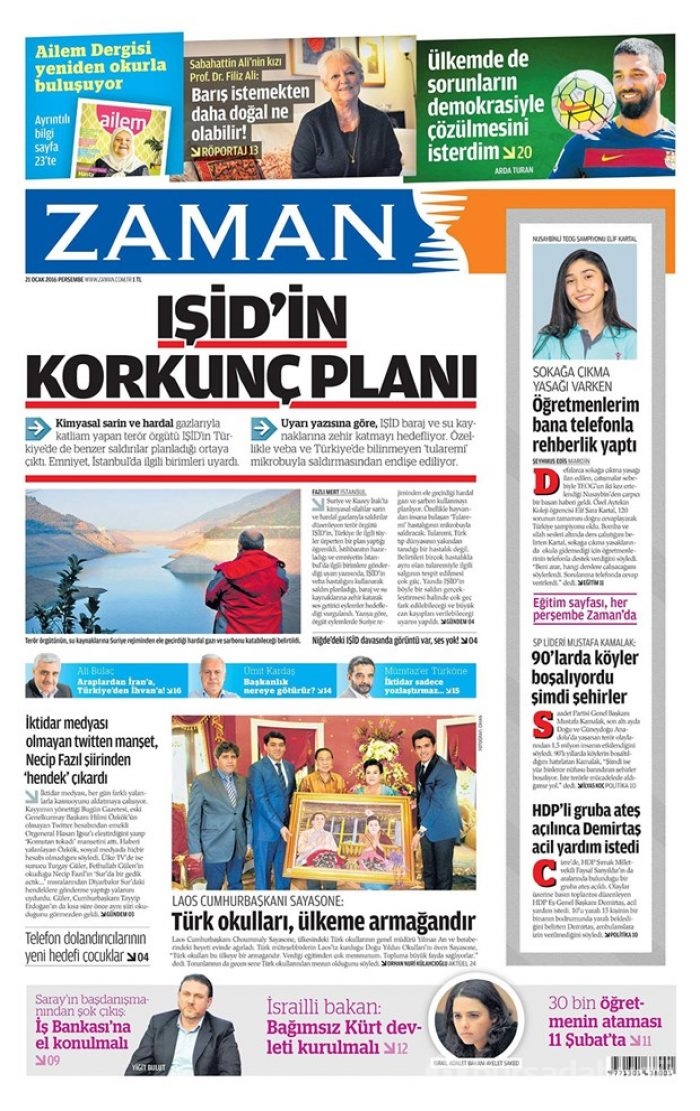 Günün gazete manşetleri - 21 Ocak 2016
