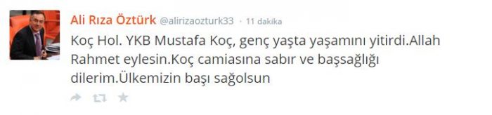 Sosyal medyada Mustafa Koç'un ölümü	
