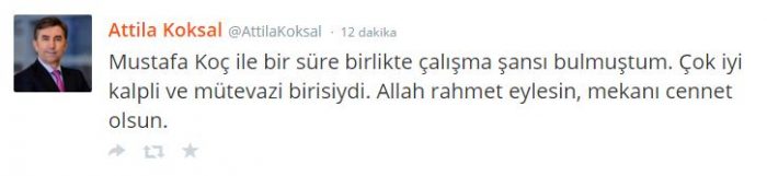Sosyal medyada Mustafa Koç'un ölümü	

