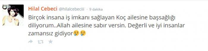 Sosyal medyada Mustafa Koç'un ölümü	
