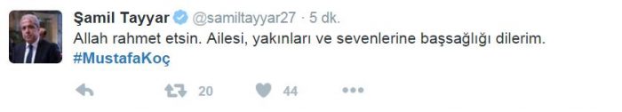 Sosyal medyada Mustafa Koç'un ölümü	
