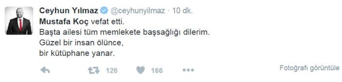 Sosyal medyada Mustafa Koç'un ölümü	

