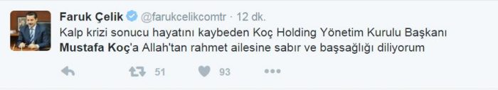 Sosyal medyada Mustafa Koç'un ölümü	
