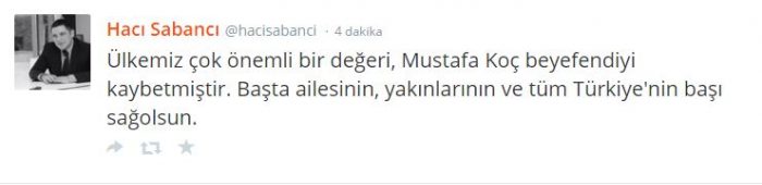 Sosyal medyada Mustafa Koç'un ölümü	

