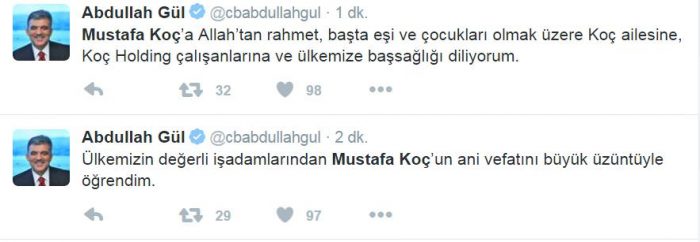 Sosyal medyada Mustafa Koç'un ölümü	
