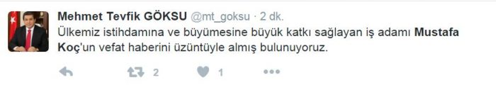 Sosyal medyada Mustafa Koç'un ölümü	
