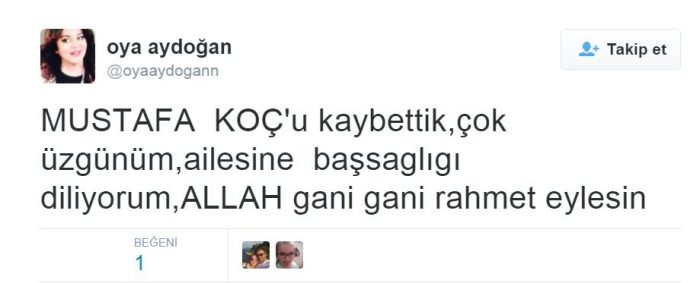 Sosyal medyada Mustafa Koç'un ölümü	
