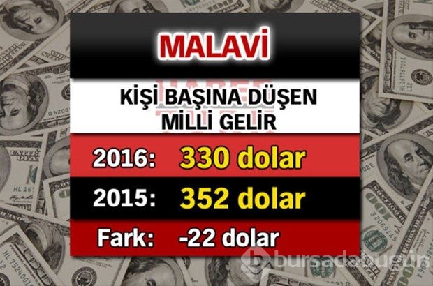 Ülkelerin kişi başına düşen yıllık gelirleri
