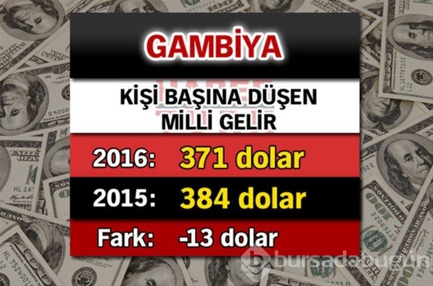 Ülkelerin kişi başına düşen yıllık gelirleri
