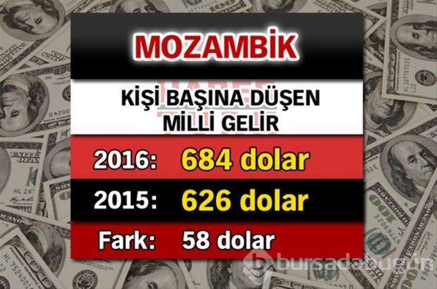 Ülkelerin kişi başına düşen yıllık gelirleri

