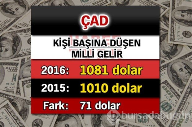 Ülkelerin kişi başına düşen yıllık gelirleri
