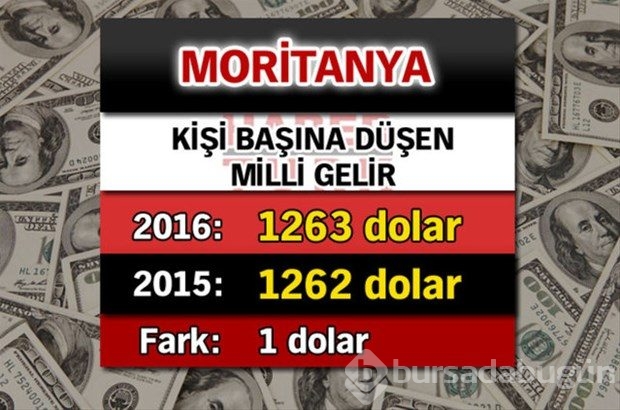 Ülkelerin kişi başına düşen yıllık gelirleri
