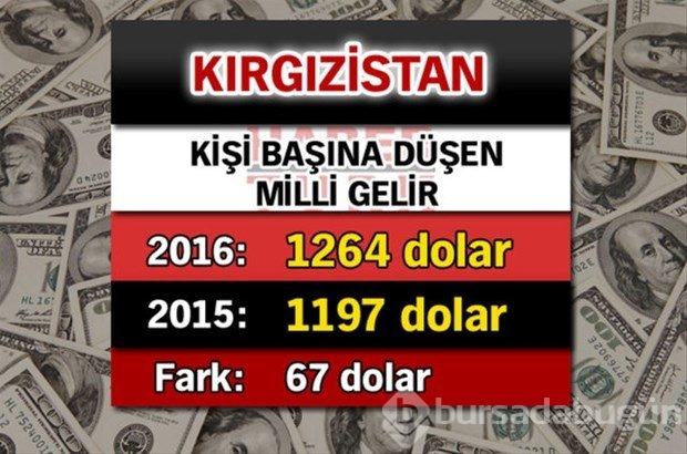 Ülkelerin kişi başına düşen yıllık gelirleri
