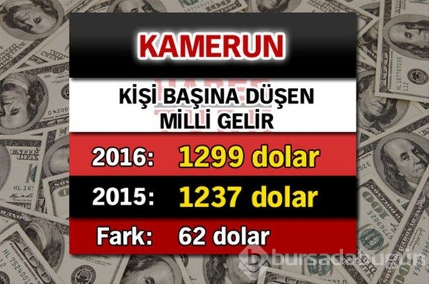 Ülkelerin kişi başına düşen yıllık gelirleri
