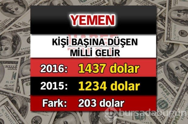 Ülkelerin kişi başına düşen yıllık gelirleri
