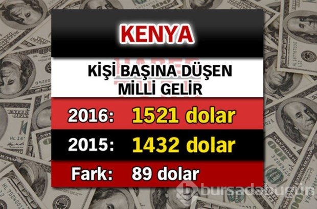 Ülkelerin kişi başına düşen yıllık gelirleri
