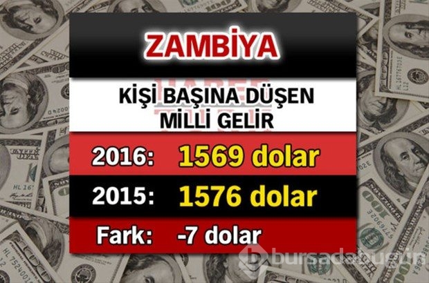 Ülkelerin kişi başına düşen yıllık gelirleri

