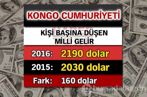 Ülkelerin kişi başına düşen yıllık gelirleri
