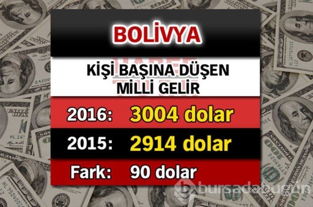 Ülkelerin kişi başına düşen yıllık gelirleri
