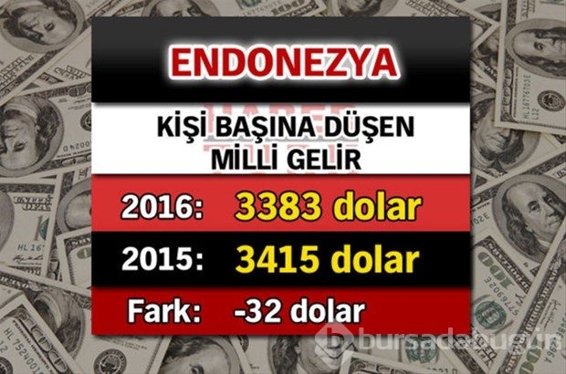Ülkelerin kişi başına düşen yıllık gelirleri
