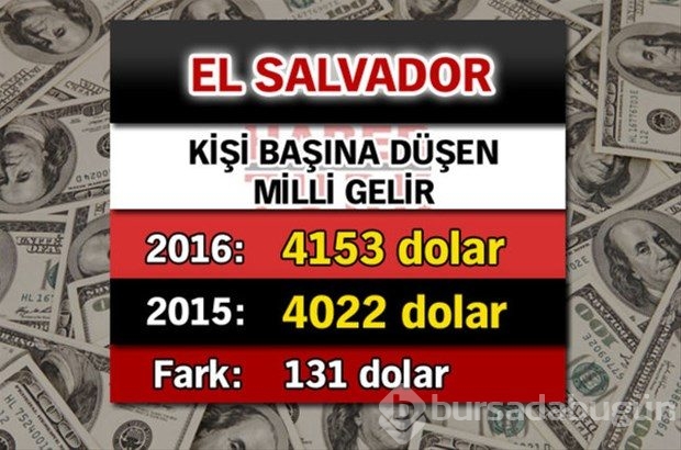 Ülkelerin kişi başına düşen yıllık gelirleri
