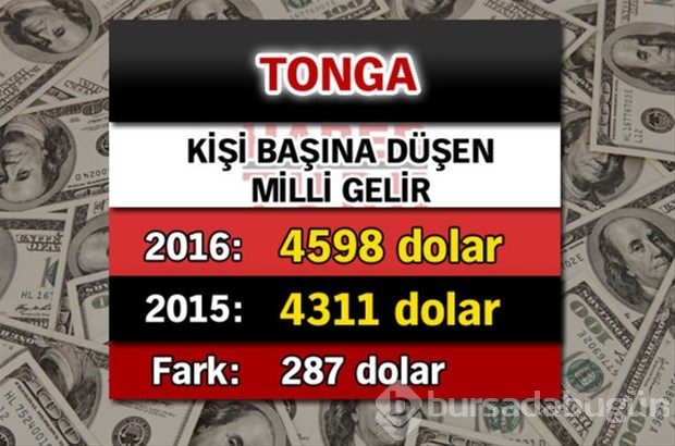 Ülkelerin kişi başına düşen yıllık gelirleri
