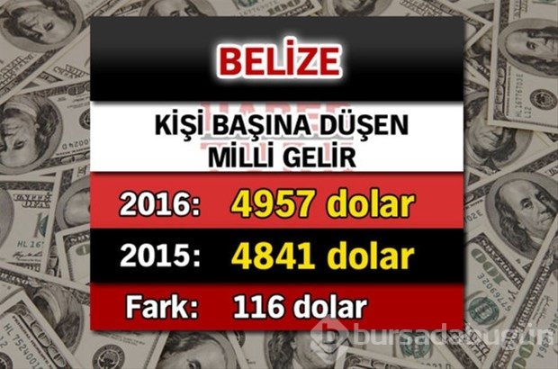 Ülkelerin kişi başına düşen yıllık gelirleri

