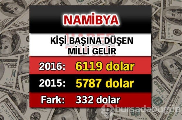 Ülkelerin kişi başına düşen yıllık gelirleri
