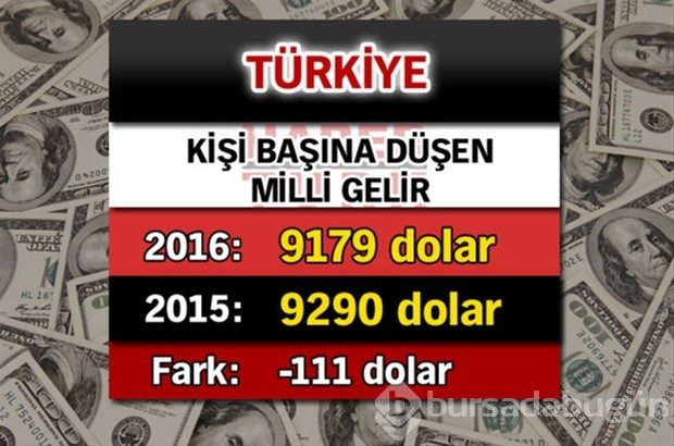 Ülkelerin kişi başına düşen yıllık gelirleri
