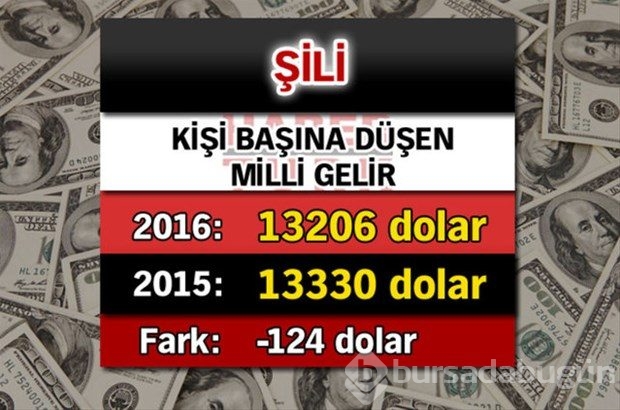 Ülkelerin kişi başına düşen yıllık gelirleri
