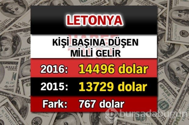 Ülkelerin kişi başına düşen yıllık gelirleri

