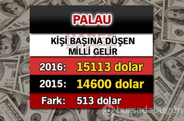 Ülkelerin kişi başına düşen yıllık gelirleri
