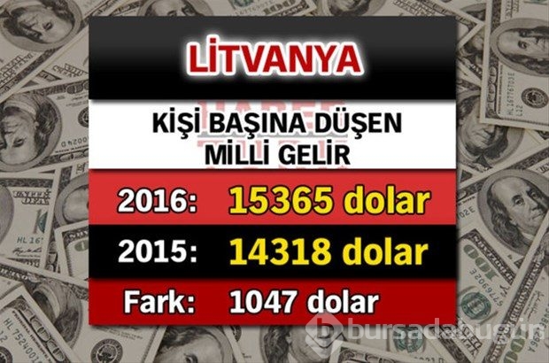 Ülkelerin kişi başına düşen yıllık gelirleri
