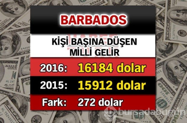 Ülkelerin kişi başına düşen yıllık gelirleri
