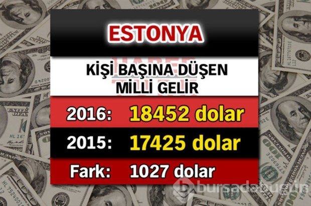 Ülkelerin kişi başına düşen yıllık gelirleri

