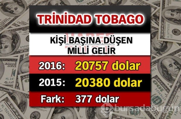 Ülkelerin kişi başına düşen yıllık gelirleri
