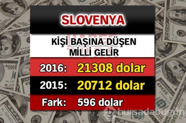 Ülkelerin kişi başına düşen yıllık gelirleri
