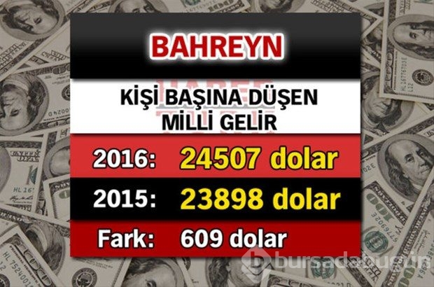 Ülkelerin kişi başına düşen yıllık gelirleri
