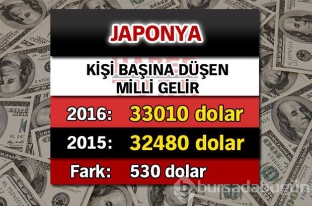 Ülkelerin kişi başına düşen yıllık gelirleri

