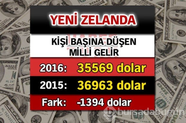 Ülkelerin kişi başına düşen yıllık gelirleri

