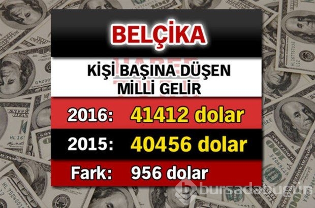 Ülkelerin kişi başına düşen yıllık gelirleri
