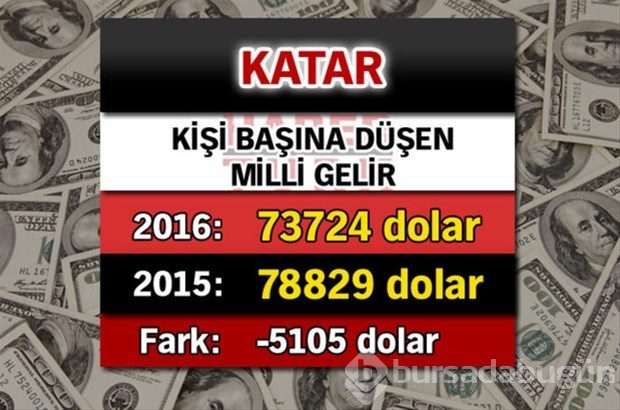 Ülkelerin kişi başına düşen yıllık gelirleri
