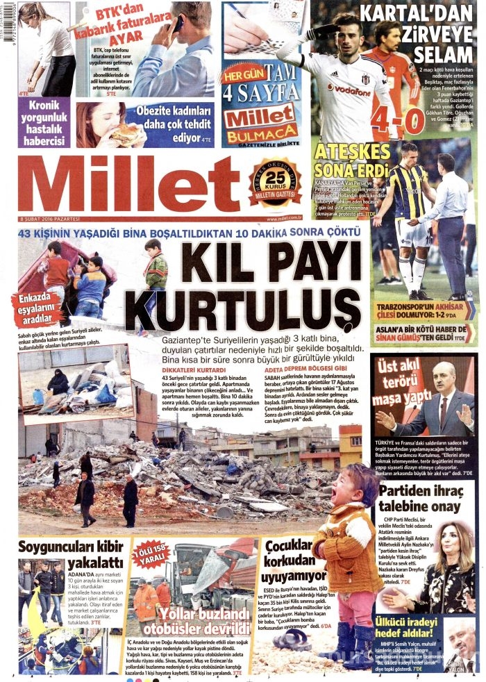 Gazete manşetleri (08.02.2016)