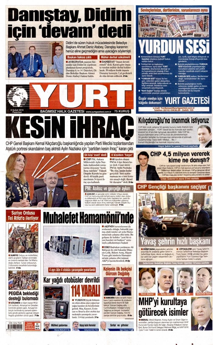 Gazete manşetleri (08.02.2016)