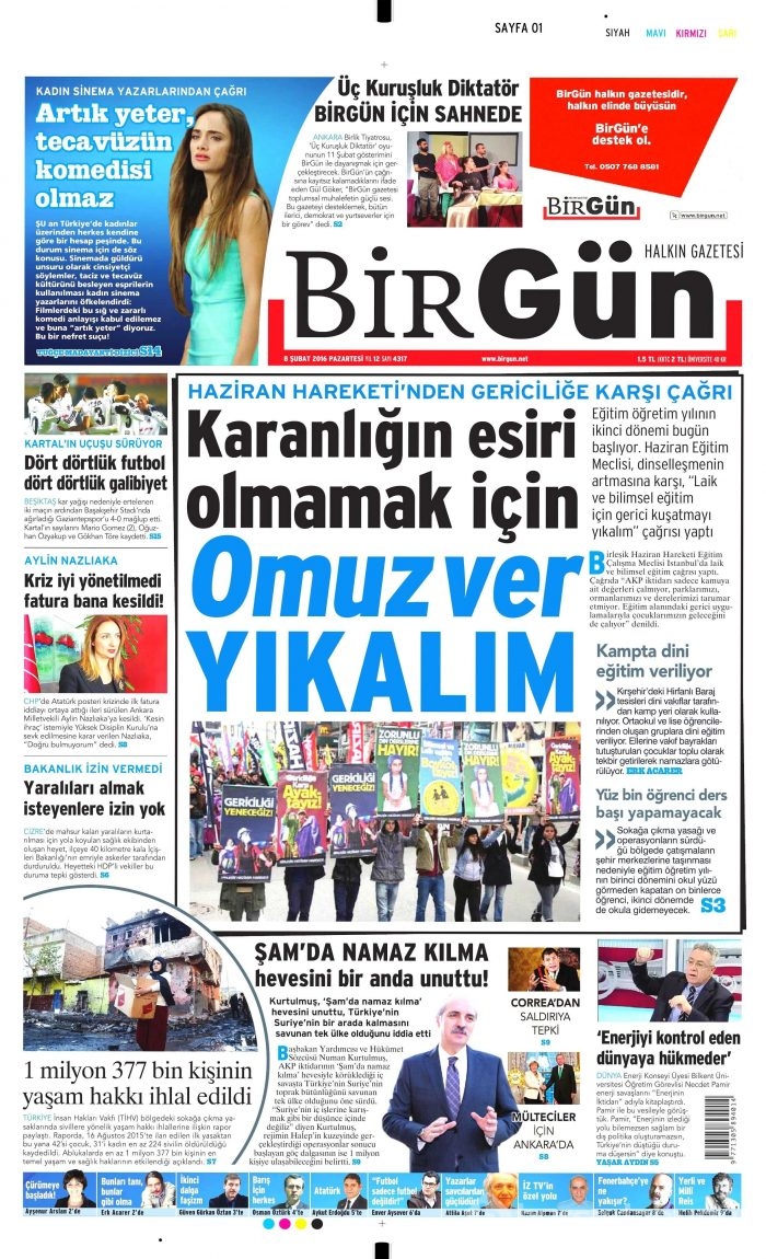 Gazete manşetleri (08.02.2016)