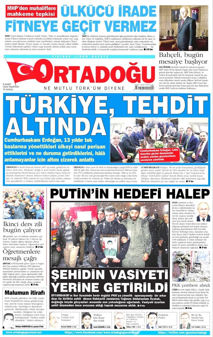 Gazete manşetleri (08.02.2016)